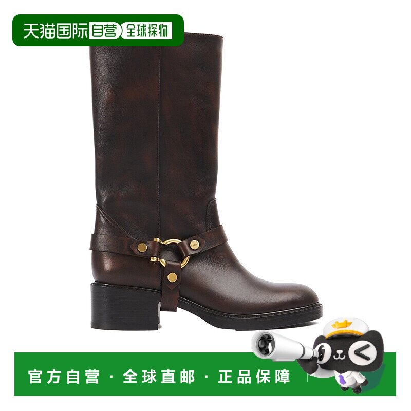 CHLOÉ 女士高跟鞋 C25S07QPW23O SS2025 黑色 圆头长筒靴