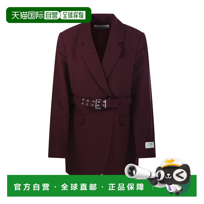 1h可退 GANNI 女士西服 W0403431 AW2025 红色 FUTURE TWILL SUIT