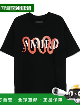 1h可退 AMIRI 男士T恤 AMJYTE1155BLACK SS2025 黑色 印花 T 恤