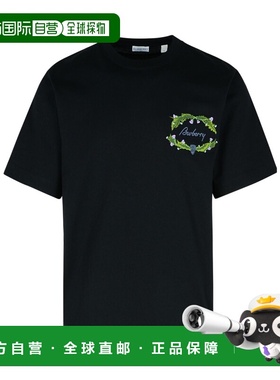 BURBERRY 男士T恤 80978471 AW2024 黑色 logo图案T恤短袖