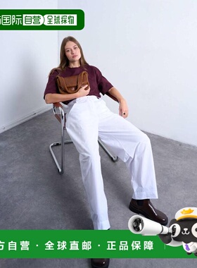 1h可退 潮奢 Topshop 女士 嵌束腰膨起裤子(白色)牛仔裤直筒裤