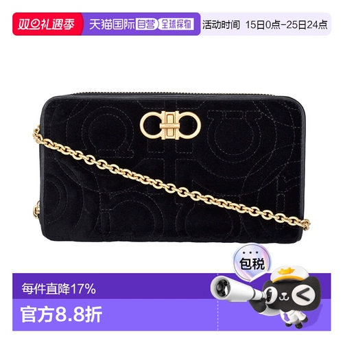 Ferragamo/женская мода GANCINI, стеганая замшевая модель с клапаном спереди, косая цепочка на одно плечо