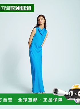 1h可退 潮奢 Topshop 女士 不对称背部开口亮蓝色连衣裙长裙