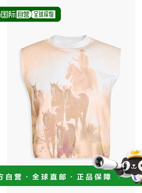 1h可退 潮奢 redone 女士 印花棉针织背心 13702WBMT004OPTICWHIT