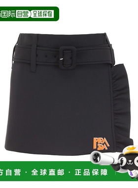 PRADA 女士半身裙 P157OH1S21F0806 SS2020 黑色 徽标荷叶边迷你