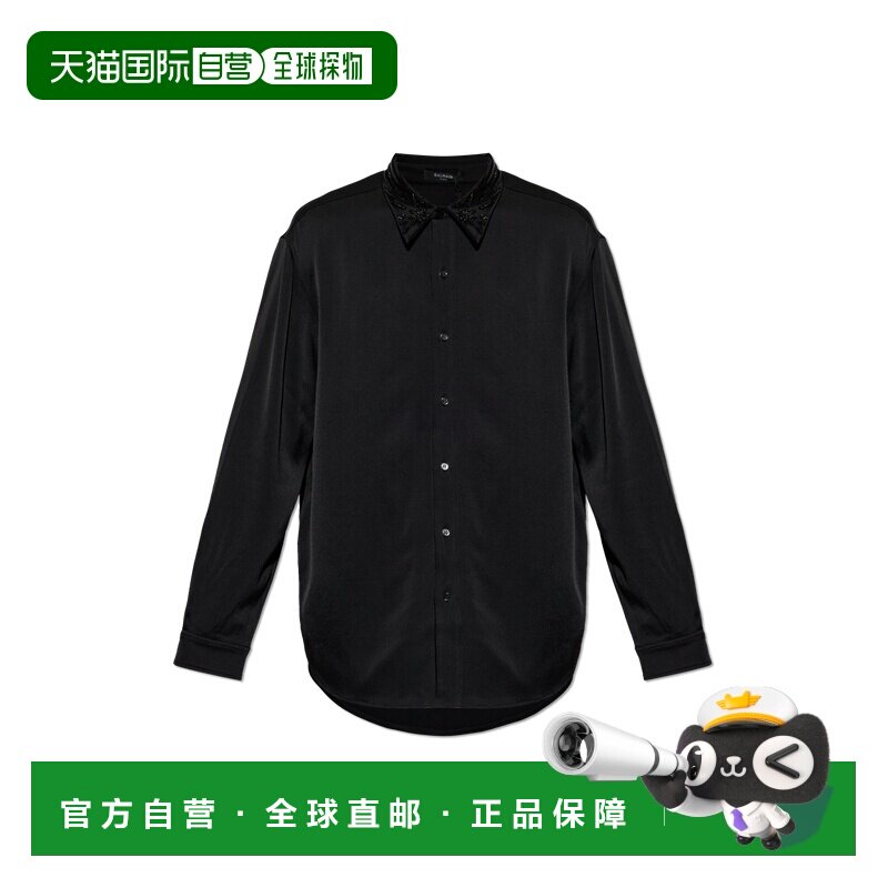 1h可退 BALMAIN 男士衬衫 GH1HS498PD31EAP SS2026 黑色