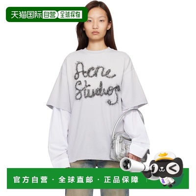 1h可退 潮奢 Acne Studios 艾克妮 女士 灰色 Layered Logo T 恤