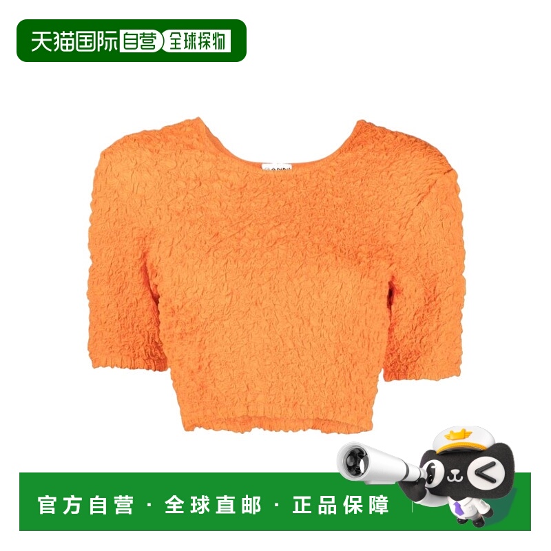 1h可退 GANNI 女士T恤 F7708860 SS2023 橙色 Tops高档正品舒适