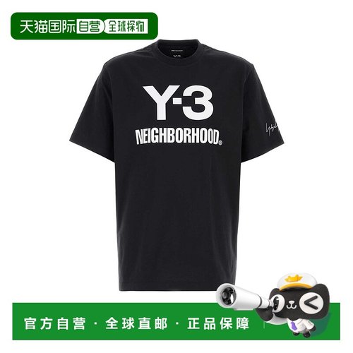 1h可退 潮奢 Y-3 男士 x Neighborhood 黑色棉质T恤 JW6999
