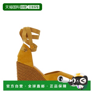 1h可退 潮奢 CastaÑer 女士 'Camilla' 黄色踝带绒面革坡跟鞋 026