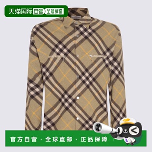 BURBERRY 男士衬衫 8076470B7363 AW2023 绿色 WOOL SHIRT