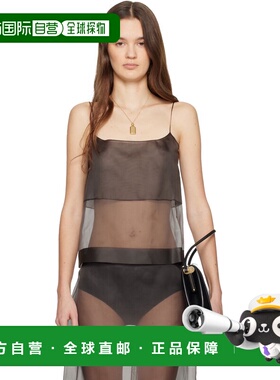 1h可退 潮奢 calvin klein 女士 棕色 Carmen Sheer 吊带背心 VY0