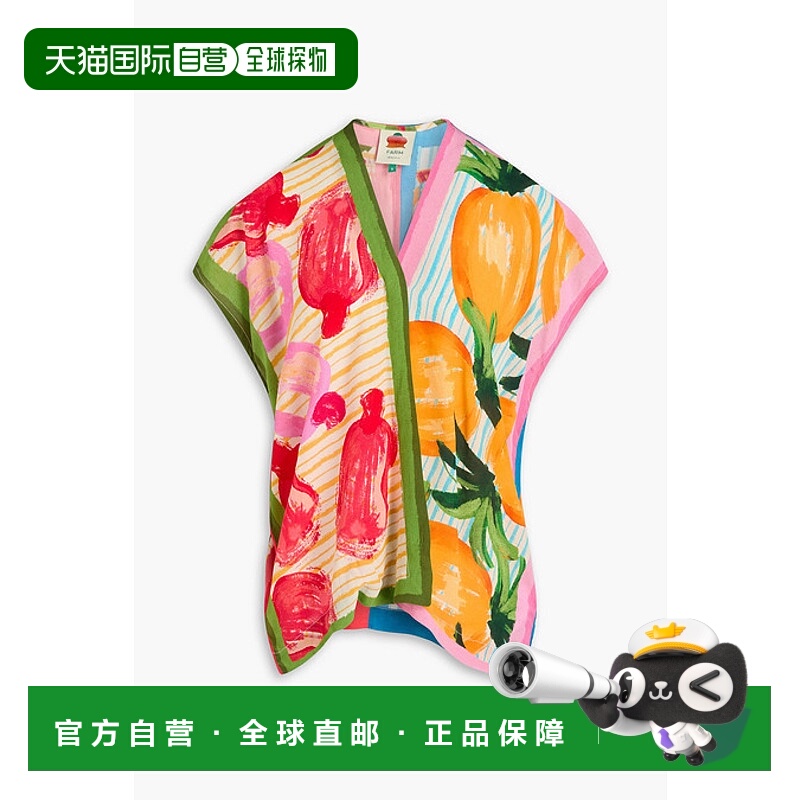 1h可退 潮奢 FARM RIO 女士 印花绉纱裹式上衣 303156FRUITSSCARV