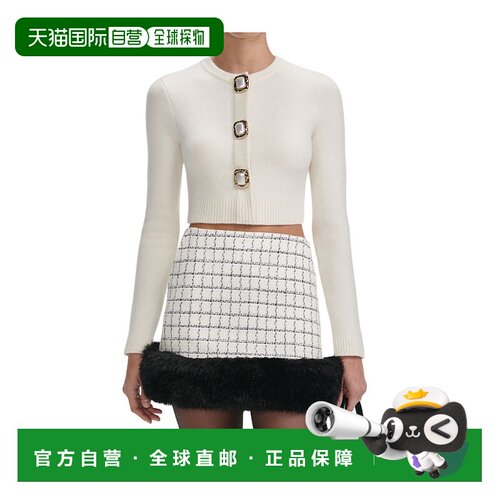 1h可退 SELF-PORTRAIT 女士针织衫 AW25018CC AW2025 白色 圆领长