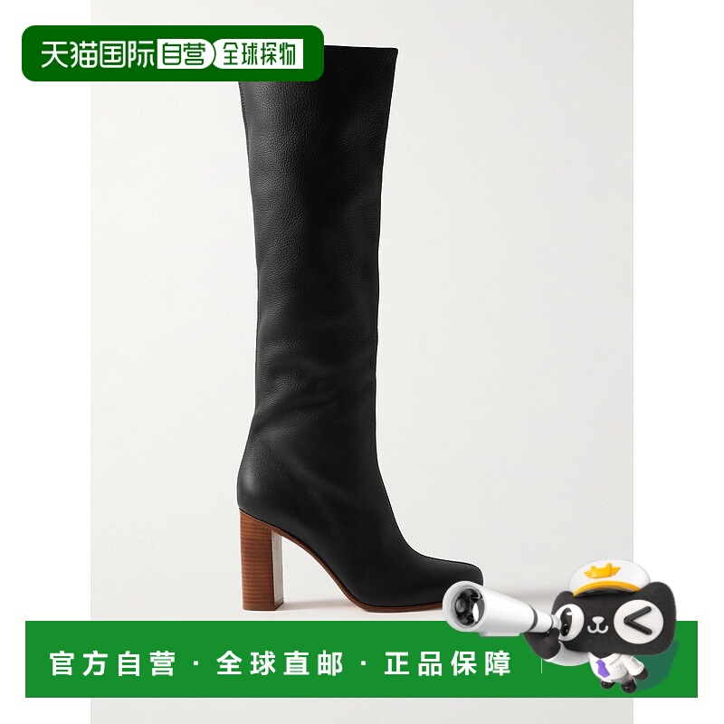 1h可退 潮奢 KHAITE 女士 Willow 织纹皮革及膝靴子 F1091798BLAC