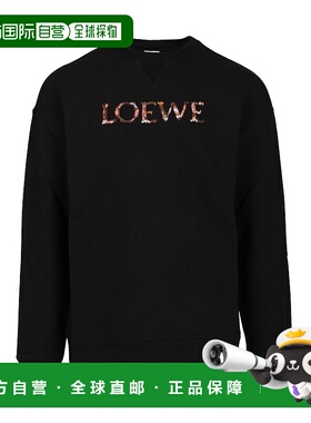 LOEWE 男士针织衫 H526Y24X631100 AW2025 黑色 圆领长袖卫衣