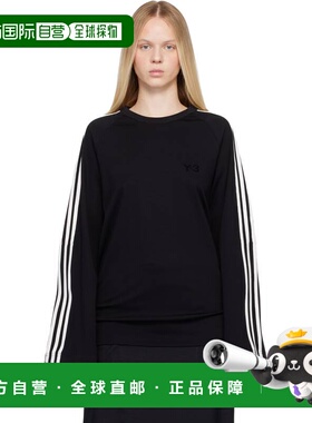 1h可退 潮奢 Y-3 女士 黑色 Long Sleeve 3-Stripes T 恤 JW7351