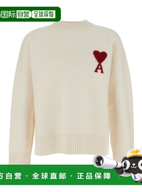 1h可退 潮奢 Ami Paris 男士 ADC on Front 白色圆领刺绣羊毛毛衣