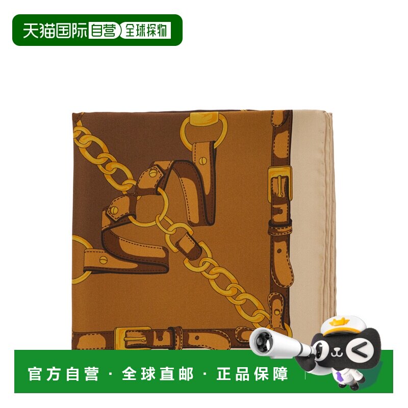 GUCCI 女士围巾 8476733G0012565 CO 棕色 方形丝巾古驰