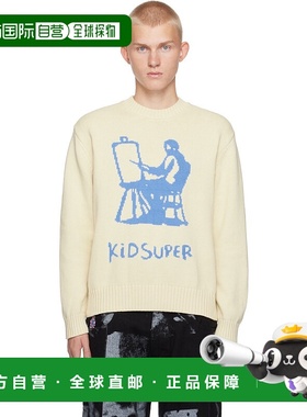 1h可退 潮奢 KidSuper 男士 灰白色 Painter Graphic 针织衫 AW24