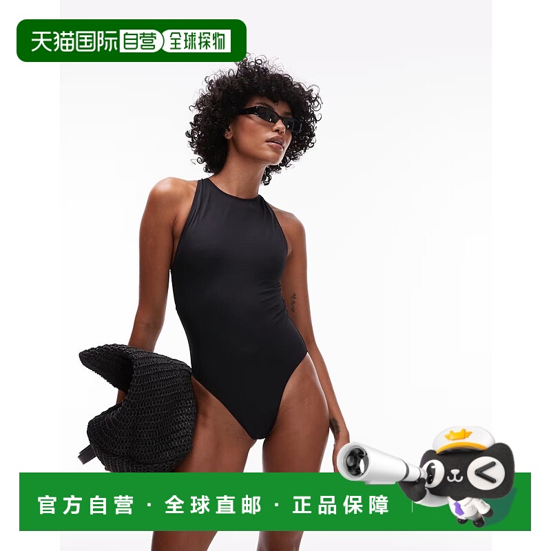 1h可退 潮奢 Arket 女士 ARKET 工字背高领开襟后细节泳衣(黑色)