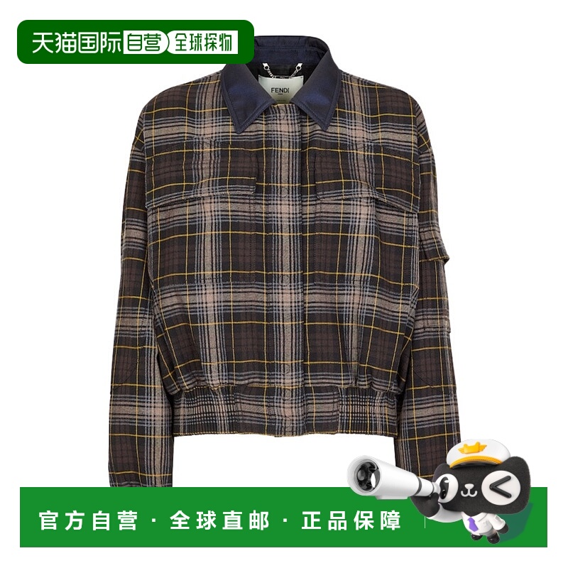 1h可退 FENDI 女士西服 FJ7816ATR7F1R0A AW2024 黑色 格纹飞行员