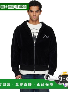 1h可退 潮奢 Rhude 男士 黑色 Velour Classique Zip-Up 连帽衫 R