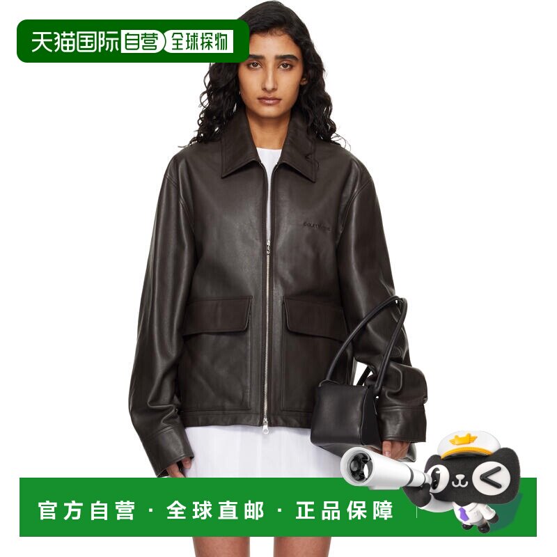 Courreges 女士 棕色 2-Pocket 皮革夹克 126LBL336CV00341090Bro