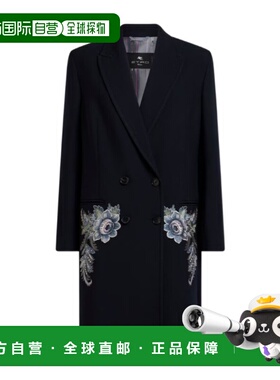 1h可退 ETRO 女士大衣 WRAA0076AR365B0387 AW2025 黑色 双排扣大