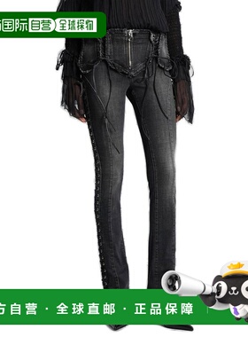 1h可退 潮奢 Blumarine 蓝色情人 女士 繫帶流蘇牛仔褲 A544J116A