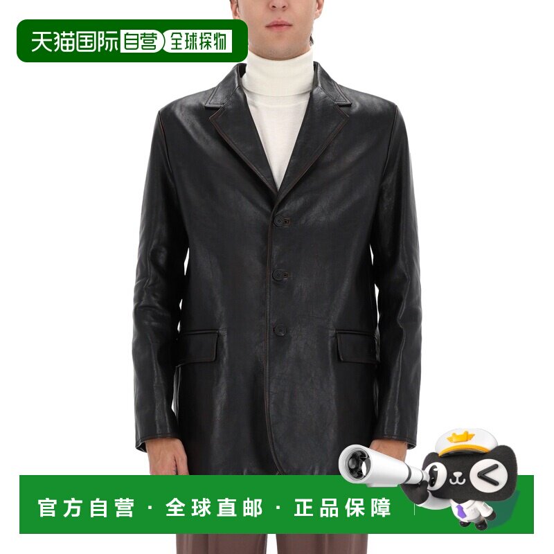 GUCCI 男士大衣 847866XNBAZ1080 AW2025 黑色 柔软做旧效果皮夹