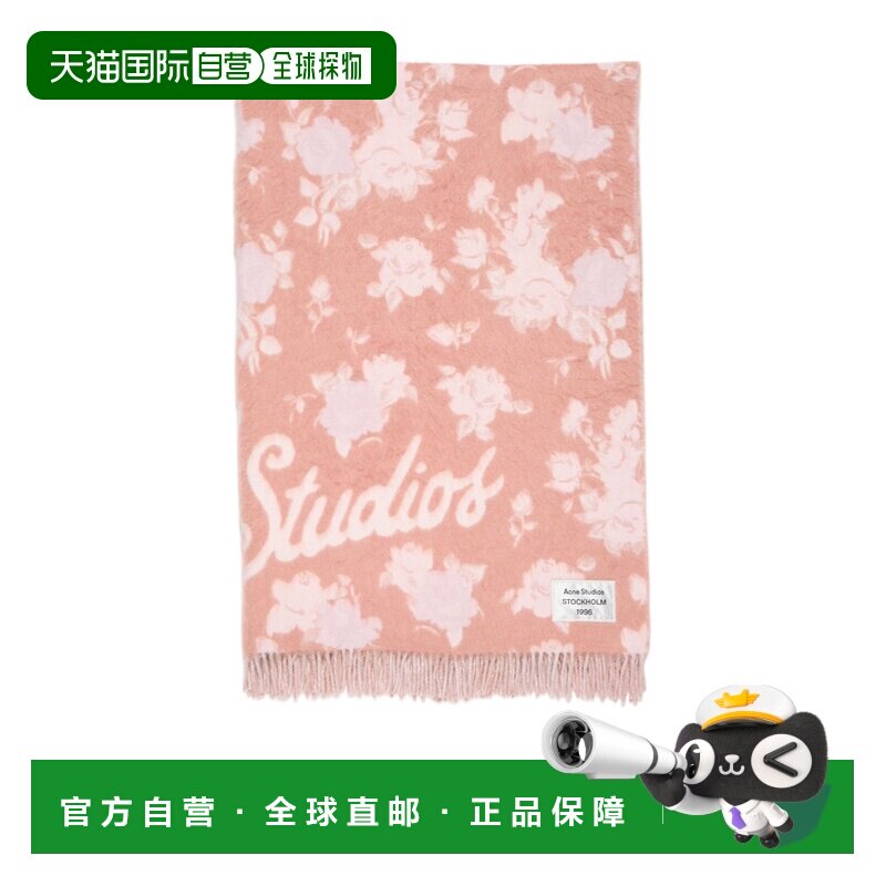 ACNE STUDIOS 女士围巾 CA0396415 AW2025 粉红色 羊毛徽标毯子