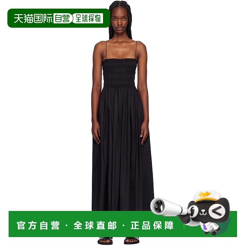 1h可退 潮奢 MATTEAU 女士 黑色 Shirred Bodice 吊带裙 SHBDRPL