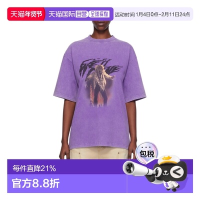 WE11DONE 女士衬衫 WDTT024723UPP SS2024 紫色 圆领短袖T恤