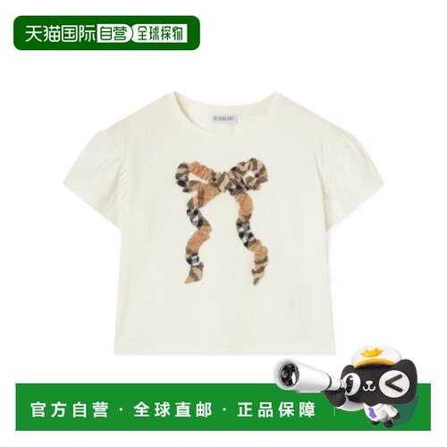 BURBERRY 女童衬衫 81299191 CO 白色 纹蝴蝶结T恤