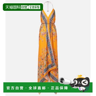 潮奢 Etro 艾特罗 女士 佩斯利不对称露背长款连衣裙