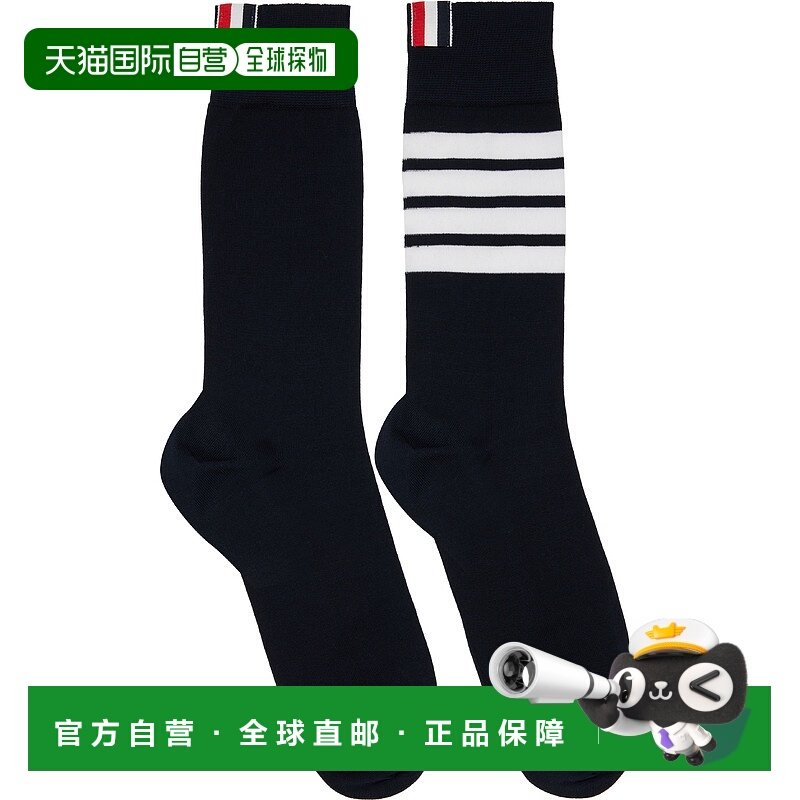 潮奢 Thom Browne 汤姆 布朗 男士 海军蓝 Cotton 4-Bar 中筒袜 M