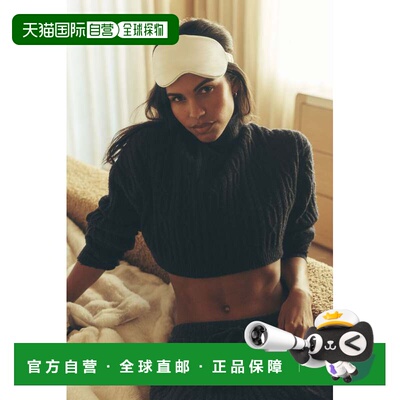 alo yoga 纯色高领绞花短款宽松长袖针织衫 女款w3910r