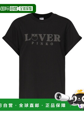PINKO 女士T恤 104605A2D1Z99 SS2025 黑色 图案T恤