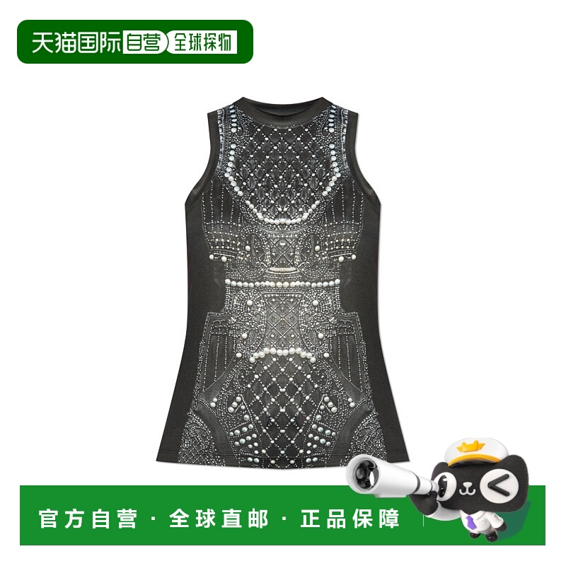 1h可退 BALMAIN 女士背心吊带 EF1EB045GE48EAB SS2025 黑色