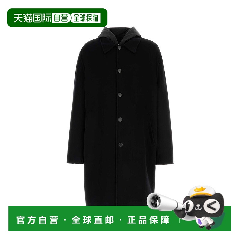 1h可退 PRADA 男士大衣 UC524DSOOO15UZF0002 SS2025 黑色羊绒