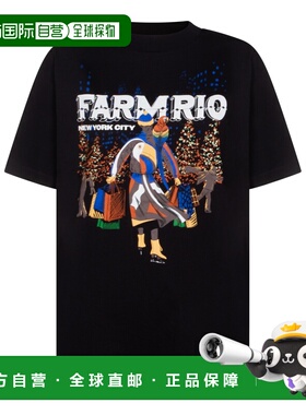1h可退 潮奢 FARM RIO 女士 黑色棉质T恤 354560L0002