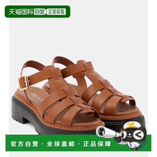 普拉达 Prada 女士 渔夫皮质凉鞋 舒适时 1h可退 brown棕色 潮奢