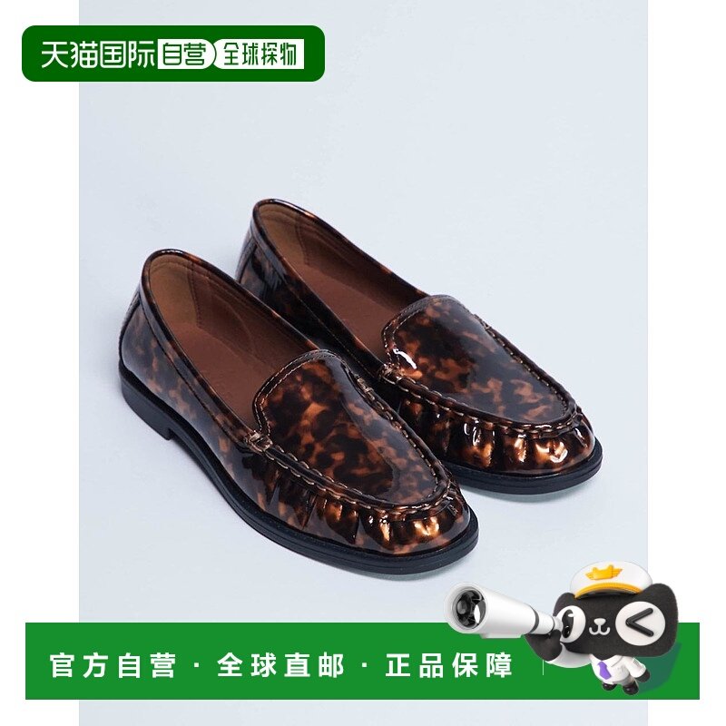 潮奢 Topshop 女士 Coby 褶边鞋头便鞋(tortoise shell)
