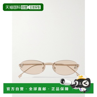 芬迪 Fendi 女士 椭圆框水晶装 FE407 1h可退 饰镀银太阳眼镜 潮奢