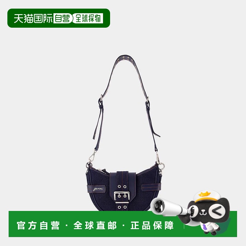 1h可退 GANNI 女士单肩包 A6137 AW2024 蓝色 Ganni Bucky Small