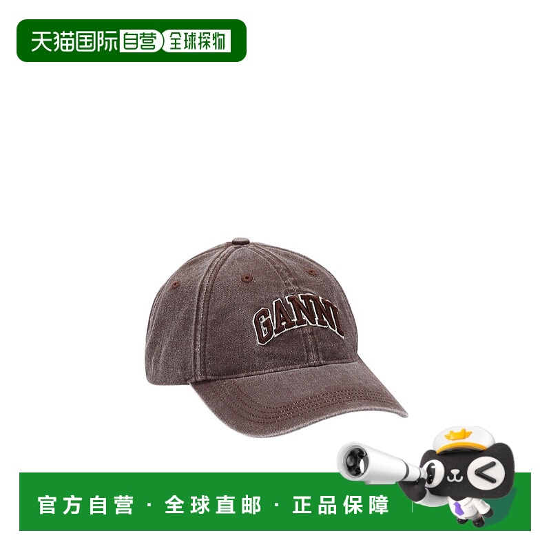 GANNI 女士帽子 B302010500B SS2026 棕色 Washed effect basebal
