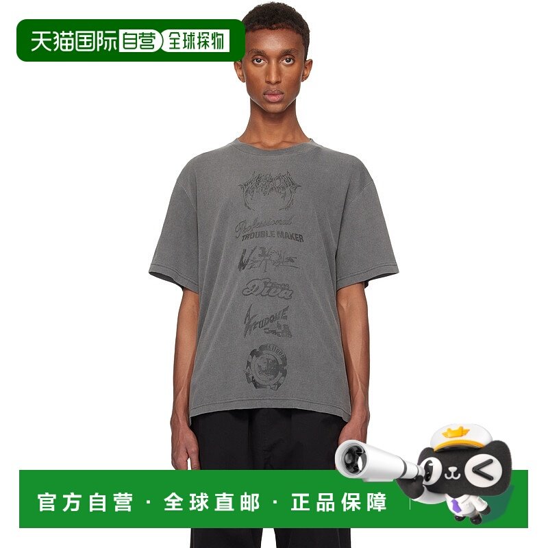 1h可退 潮奢 We11Done 男士 灰色 Multi Logo T 恤 WDTT324777U