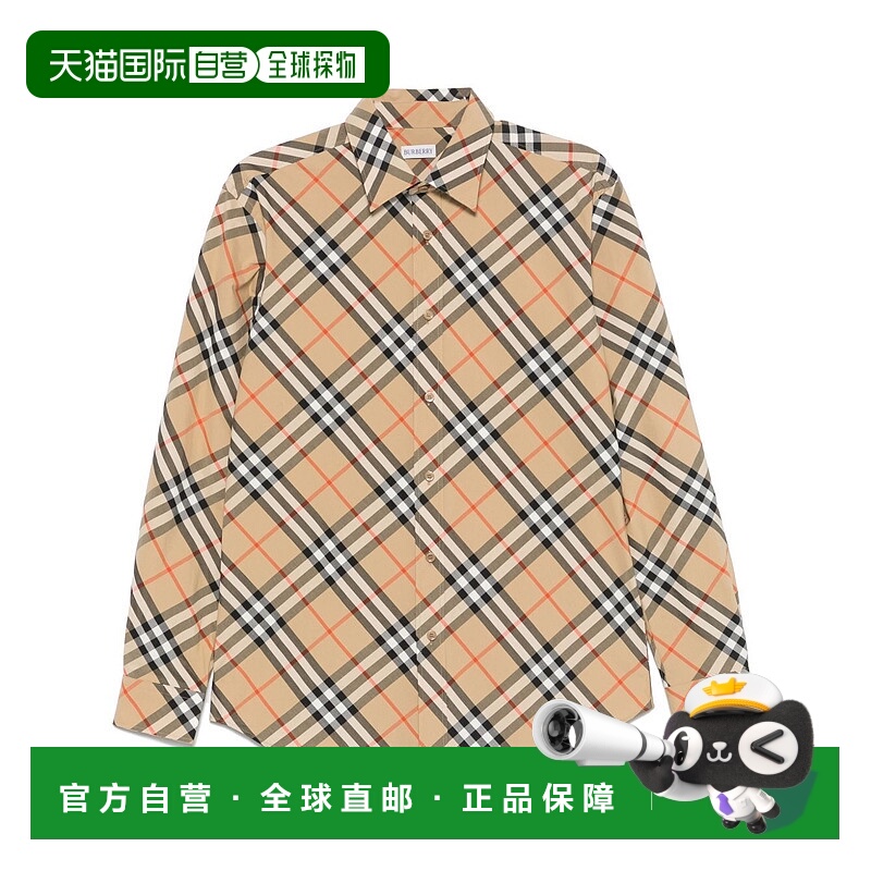 BURBERRY 男士衬衫 8106165SAND SS2025 卡其色 REGULAR FIT CHEC