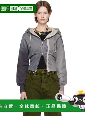 1h可退 潮奢 Eckhaus Latta 女士 灰色 Snatched 连帽衫 4000ELPS